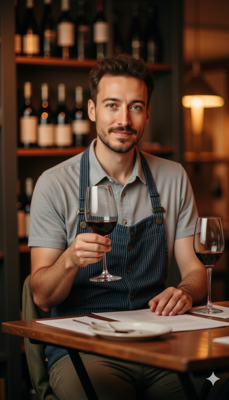 Subject leading wine tasting masterclass, elevated podium angle, crystal glasses catching light, pas